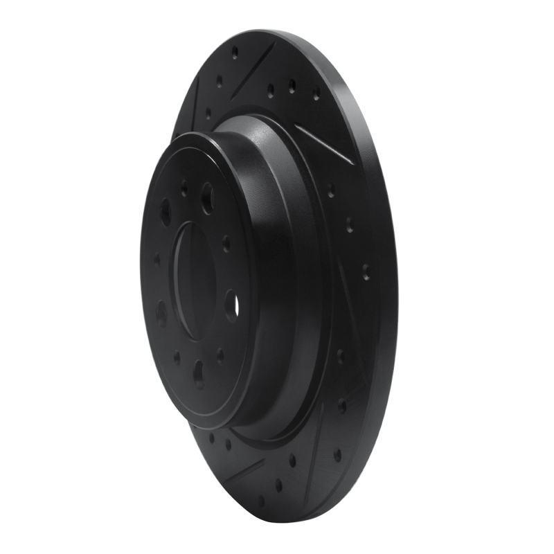 Volvo V70 Brake Rotor (1) - Rear Left - R1 Concepts - Drilled & Slotted - Black - `99-`09